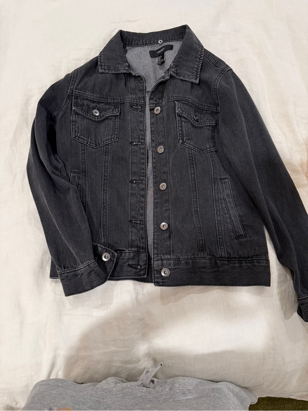 Forever 21 Black Washed Denim Jacket